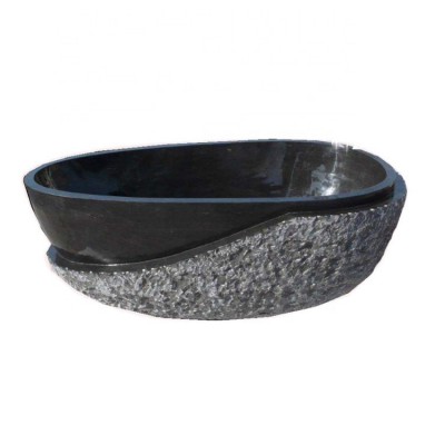 Home Decoration Oval Black granite Stone bathtub